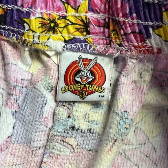 Vtg 90s Looney Tunes Floral Shorts Sz M (photos) Sylvester Tweety Warner Bros EC - Picture 9 of 13